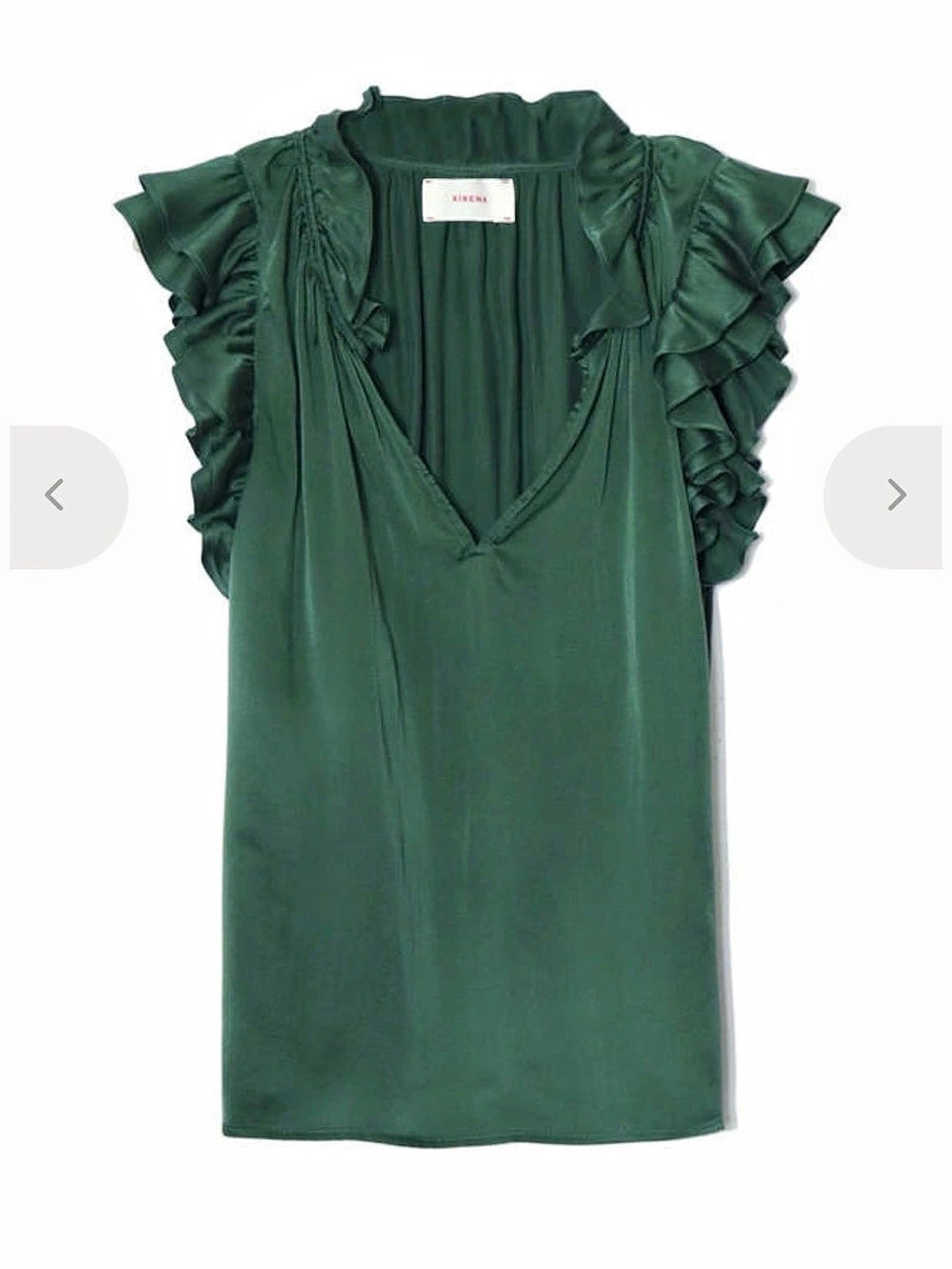 XiRENA Green Ruffle Sleeveless Silk Blouse in Green Size XS